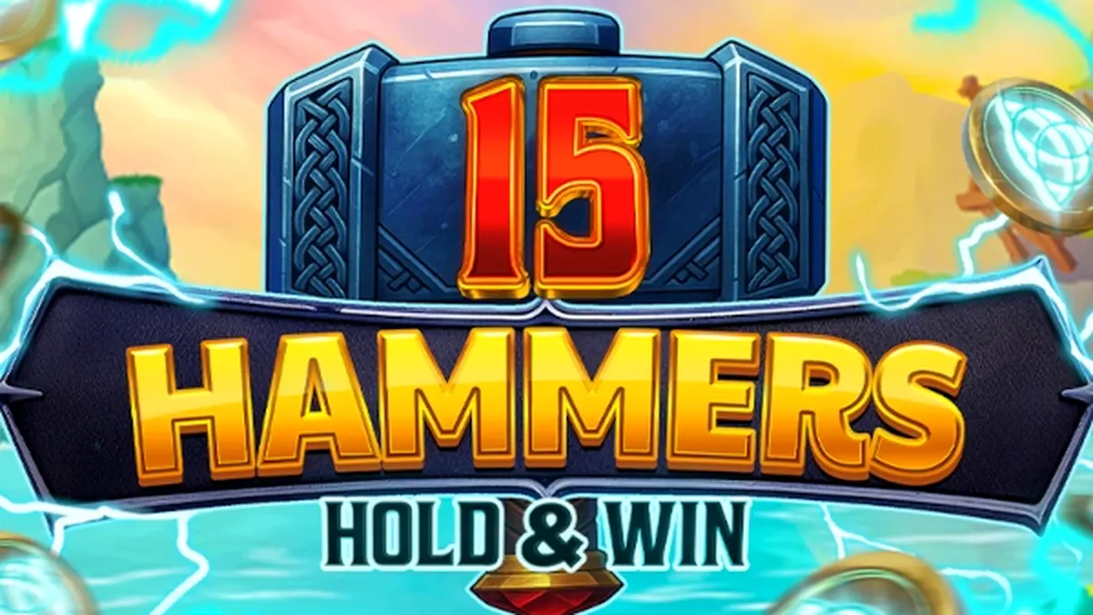Giao diện trò chơi 15 Hammers: Hold & Win với các cuộn quay sinh động