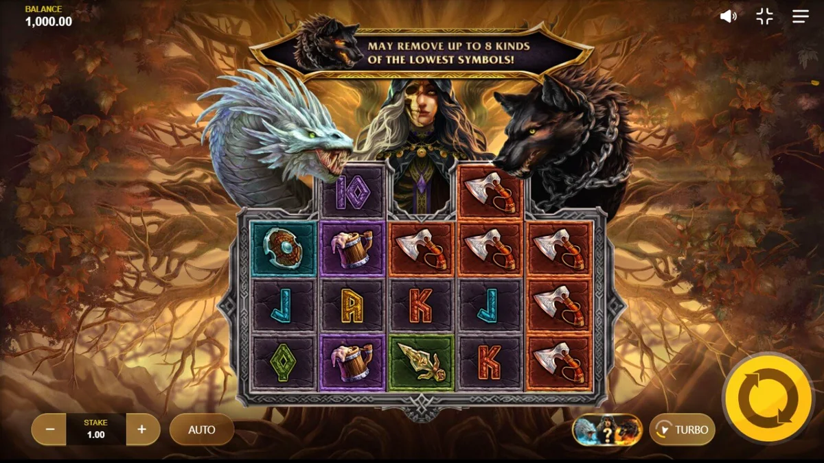 Giao diện trò chơi slot Loki’s Descendants với chủ đề thần thoại Bắc Âu